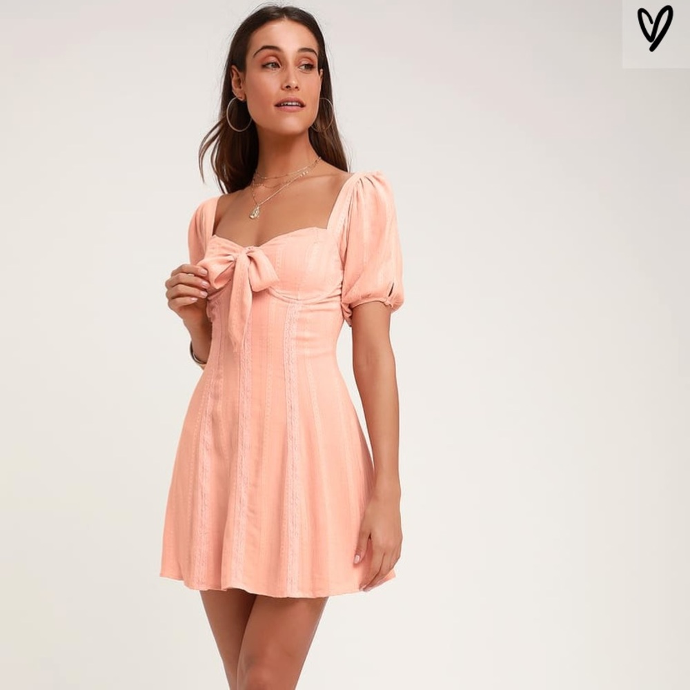 Lulus Madeline Blush Pink Puff Sleeve Mini Dress